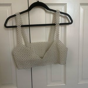 Handmade Pearl bralette top. Stretchy fits s-l